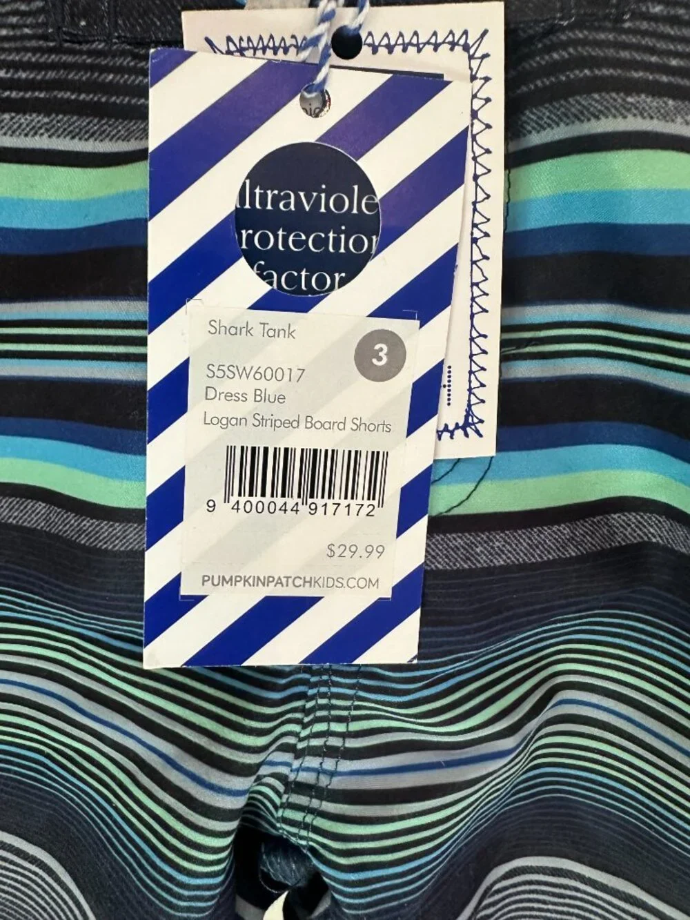NWT Pumpkin Patch Logan Striped Board Shorts Dress Blue Size 3T DS